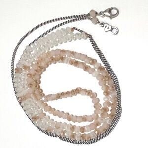 CHAN LUU Beaded Sterling Silver Long Necklace - 42” long, crystal beads